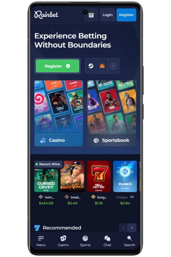 Rainbet registration step 1