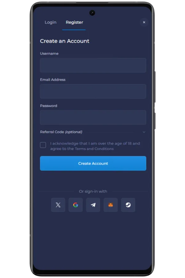 Rainbet registration step 2